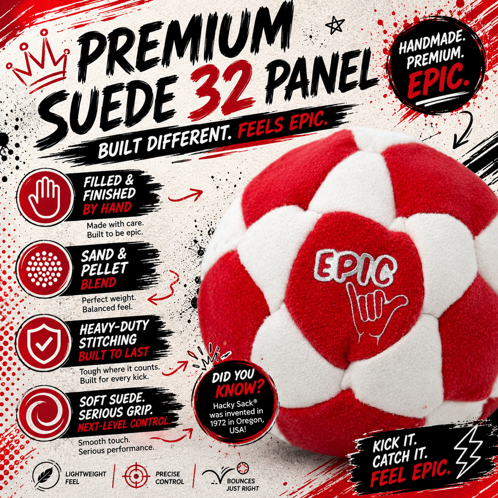 Epic - 32 Panel Hacky Sack | White and Red